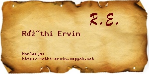 Réthi Ervin névjegykártya