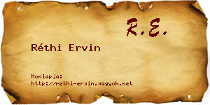 Réthi Ervin névjegykártya